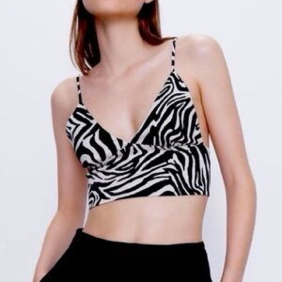ZARA | Zebra Cropped Vneck Tank Top Size XS - Picture 4 of 6